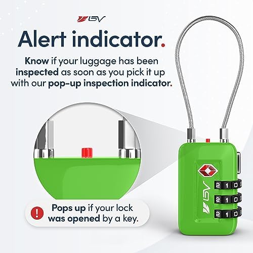 TSA Accepted Luggage Travel Lock, Set-Your-Own Combination Lock for School Gym Locker, Luggage Suitcase Baggage Locks, Filing Cabinets, Toolbox, Case(Green, 4 Pack) - Image 4