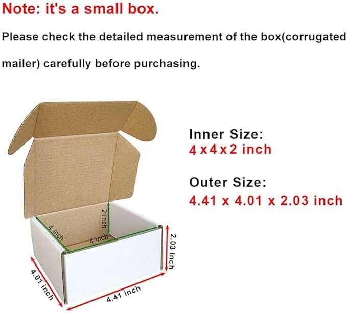 4x4x2'' Corrugated Mailer, 25 Pack, Cardboard Small Shipping Boxes, Oyster White - Image 3
