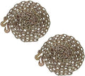 (2 Pack) 1/4" x 20' Transport Binder Chain Grade 70 with Grab Hook - 3150 LBS WLL Transport Binder Tow Chain with Hooks - Towing Equipment - Gold Chromate by MyteeProducts