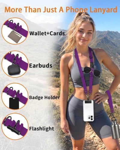 Phone Lanyard Crossbody Wrist Neck Strap Adjustable Women Purp - Image 4