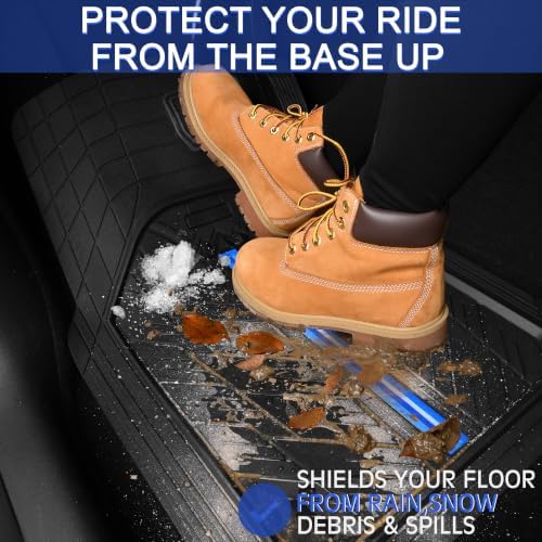 CAR PASS Metal Medium Rubber Floor Mats for Car Heavy Duty Car Mats All Weather, Universal Trim to Fit for Truck SUV Vehicle Automotive Floor Mats, Waterproof Car Mats 4 Piece Black Bule - Image 4