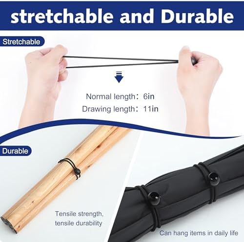 60 Pcs Bungee Cords with Balls, tarp tie Downs, 6 Inch Bungee Balls, Stretchable and Durable Bungee Cords Heavy Duty Outdoor, Tarp Straps for Camping, Tents, Cargo (Black) - Image 4