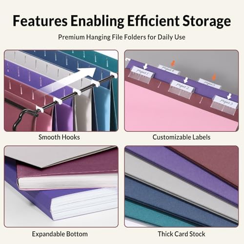 SUNEE Hanging File Folders Vintage Colors, 25 Pack Letter Size File Folders with 1/5-cut Tabs, Stay Organized for Your Home and Office Bulk File and Documents - Image 3