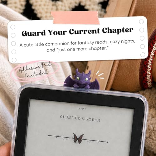 Kaciola Dragon Buddy Charm for Kindle, Sticky Peeker Charm for E-Reader Tablet or Laptop, Compatible with Kindle, Bookish Gift for Book and Fantasy Lovers - Image 4