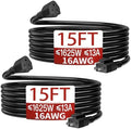Skrizcable 16/3 2Pack 15FT Indoor Extension Cord Flexible, Black Power Cord by Skrizcable