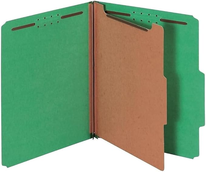 Pendaflex® Classification Folders, 1 Divider, Dark Green by TOPSProducts