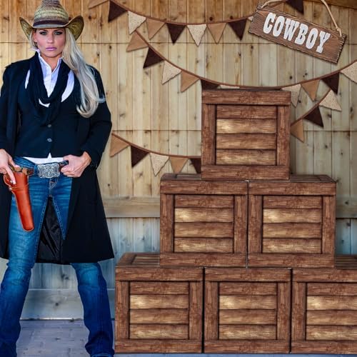 Gilprop 12 Pcs Cowboy Party Decorations Wood Grain Boxes Western Rustic - Image 2
