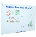 Magnetic Glass Whiteboard 48x36 Inches, Large Tempered Glass Dry Erase Board by DexBoard