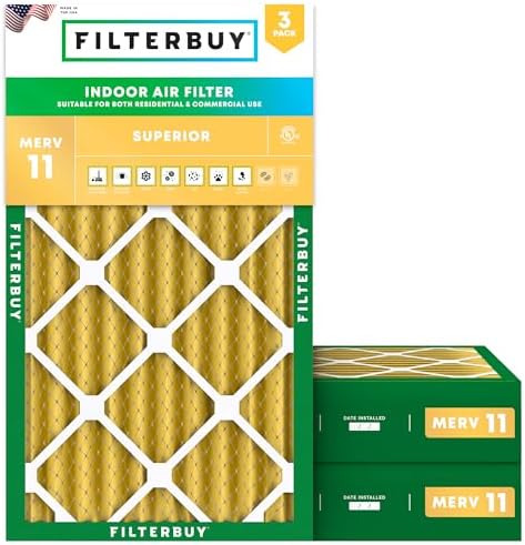 Filterbuy 20x30x4 Air Filter MERV 11 Pet & Allergy Defense (3-Pack) by Filterbuy