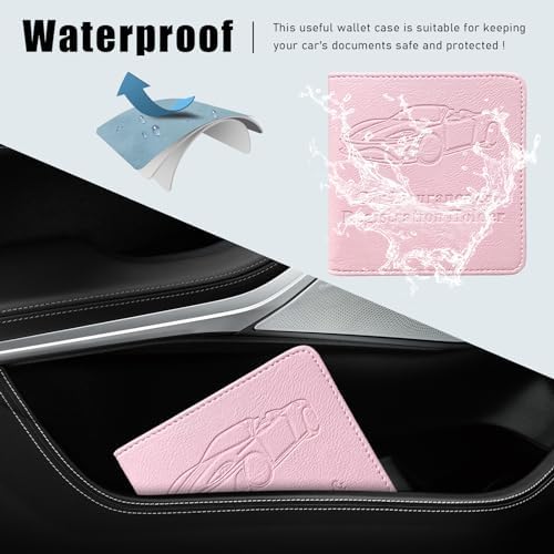 Ziciner Car Registration and Insurance Holder, Auto Card Document Glove Box Organizer with Magnetic Closure, Universal Vehicle Interior Accessories for Cars SUVs (Pink-Small) - Image 4