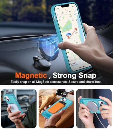 Temdan Magnetic Compatible with iPhone 14 Case/iPhone 13 Case,[Built-in Invisible Kickstand][Compatible with MagSafe][Military Grade Shockproof] Slim Translucent Matte Phone Case for iPhone 14/13 6.1" - Image 6