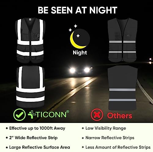 TICONN High Visibility Reflective Safety Vest for Men & Women, ANSI Class 2 - Image 3