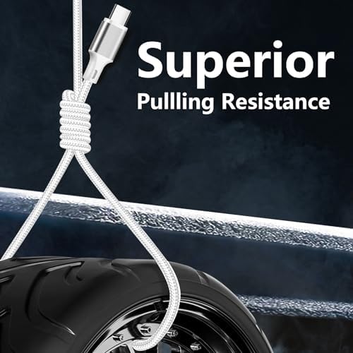 60W USB C to USB C Cable, 3 Pack 10ft Type C Fast Charger Cord (Silver) - Image 3