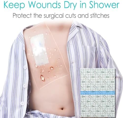 Waterproof Dialysis Catheter Shower Cover Large Coverage Shields for Peritoneal Dialysis Port Accessories PD Chest Catheter Central PICC Line Feeding Tube 10"x10"(Pack of 25) - Image 2