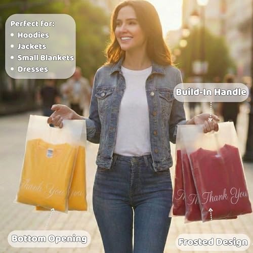 Donyson Frosted Thank You Bags for Hoodies with Handle, 12x15, 50 Pack - Image 2