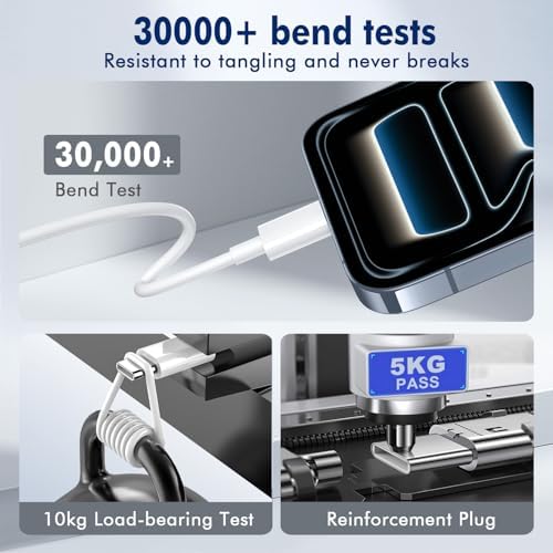 APFEN 2Pack 10FT USB-C to USB-C 60W Fast Charging Cable,White - Image 3