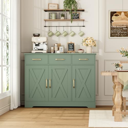 HOSTACK Kitchen Buffet Cabinet with Storage, Sideboard Coffee Bar, Green - Image 2