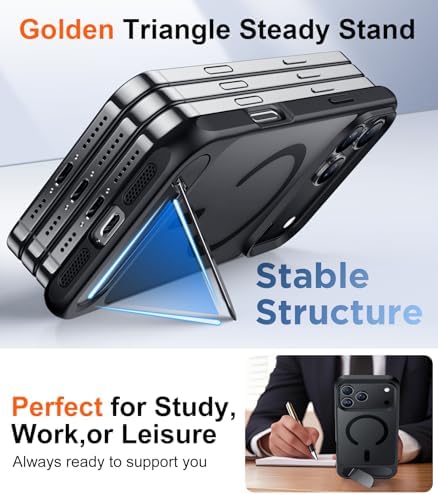 Temdan Magnetic for iPhone 18 Pro Case/iPhone 17 Pro Case Stand Black - Image 4
