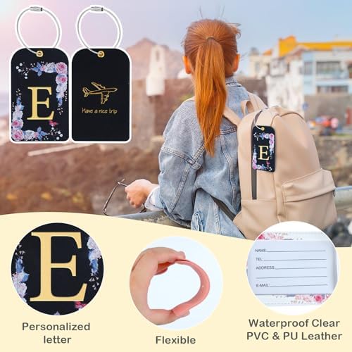 3 Pack Luxury Floral PU Leather Luggage Tags, Travel Accessories Gift (E) - Image 5