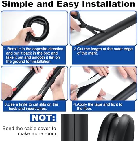 8ft Wood Grey Cable Cover Floor, LZEOY Extension Cord Cover, Wire Cover for Floor, Flexible Cable Hider Floor, Power Wire Protector Prevent Cable Trips for Home, Offices, Hotel, Outdoor - Image 6