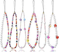 6PCS Beaded Phone Charms Strap Fruit Star Faux Pearl Rainbow Beads Phone Chains Beaded Lanyard for Camera Key Wallet Valentines Day Gifts for Her Women by Taouzi