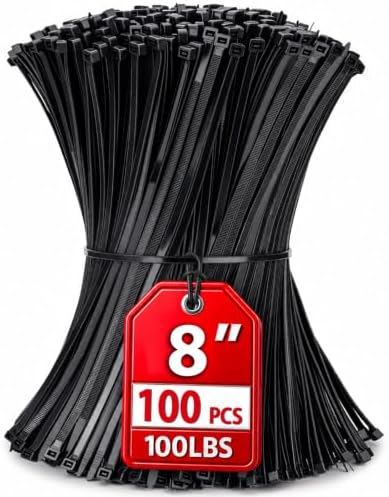 Zip Ties 8 inch, 100 Pack Heavy Duty Black Zip Ties with 100 lbs Tensile Strength, Self-Locking Nylon Cable Ties,Wire Ties for indoor and outdoor use. by HAVEMETD