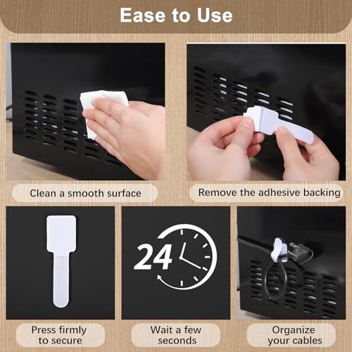 100 Pcs Cable Management Under Desk, Hook and Loop Cable Straps, White - Image 4