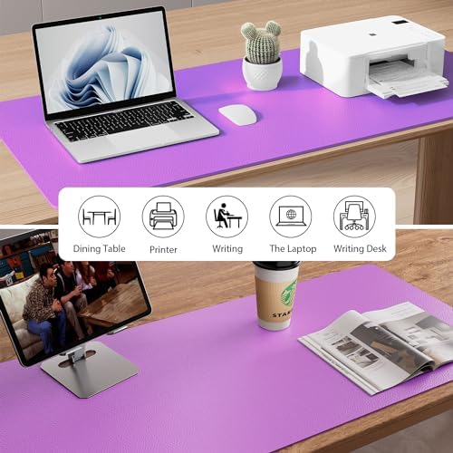 Aothia Leather Desk Pad Protector, Mouse Pad, Office Desk Mat, Non-Slip PU Leather Desk Blotter, Laptop Desk Pad, Waterproof Desk Writing Pad for Office and Home (36" x 17", Iris Violet) - Image 5