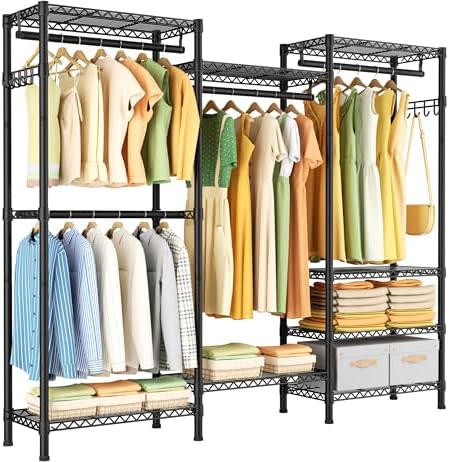 Golpart Heavy Duty Clothes Rack Metal Wardrobe with Adjustable Wire Shelves by Golpart