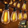 Solar String Lights Outdoor Waterproof with Remote & Timer, LED Shatterproof ST38 Bulbs, USB & Solar Powered Patio Lights for Backyard, Porch, Garden, Wedding, Christmas Decor (66FT) by SkoiucLights