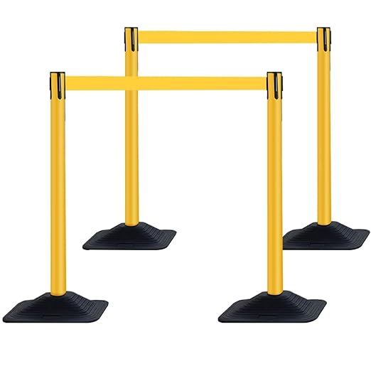 BESEA 4 Pack 36" Yellow Crowd Control Barriers by BeSea