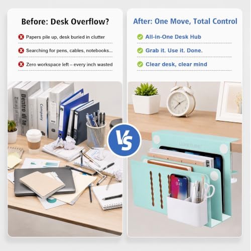 LUKETURE Desk Side Storage, 2 Tie Laptop Holder No Drill Clamp On Organizer - Image 5