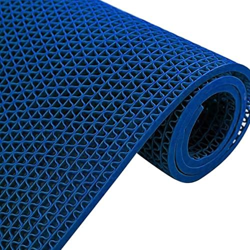 Drainage Non Slip Floor Mats Wet Area Commercial Mesh Rubber Flooring Mat Garage Pools Restaurant Bathroom Patio Outdoor Indoor Drain Splash Rug Mat,Blue,1.2×3M/4×10FT by WLWLEOFLOORMAT