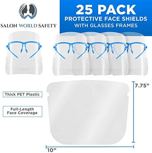 Salon World Safety Face Shields with Blue Glasses Frames (Pack of 25) - Image 2