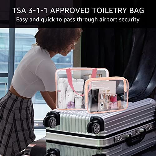 3Pcs Crystal Clear PVC Travel Toiletry Bag Kit for Women Men, Cosmetic Bags - Image 2