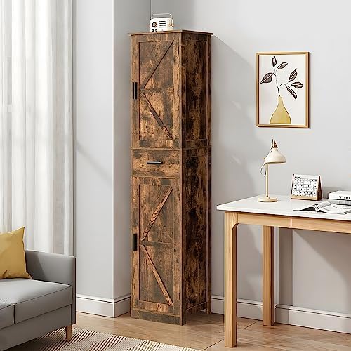 TEENFON Tall Bathroom Cabinet, Storage Cabinet with 6 Shelves & Drawer - Image 7