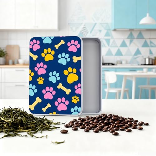 Large Metal Tins Box-7.1” x4.7”x2“ Rectangular Empty Storage Box With Lid Decorative Organizer Storage Tin Case For Office/Cookie/Candy/Jewelry/Photo/Letter-Blue Dog Paw - Image 5