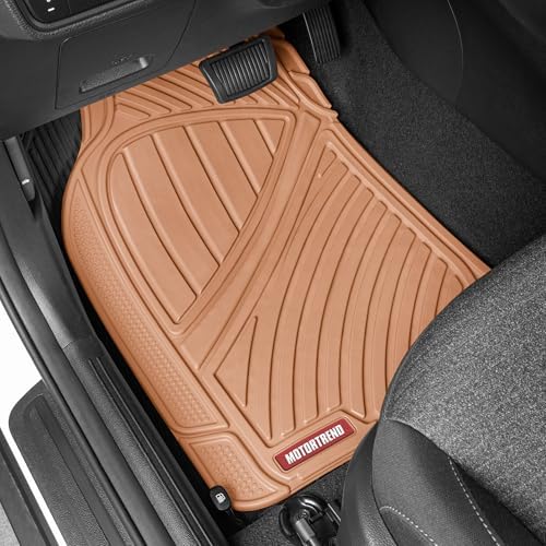 Motor Trend FlexTough Performance All Weather Rubber Car Floor Mats with Cargo Liner - Full Set Front & Rear Floor Mats for Cars Truck SUV, Automotive Floor Mats (Beige) - Image 4