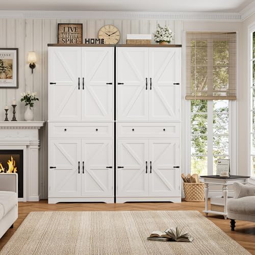HOSTACK 71" Kitchen Pantry Storage Cabinet, Farmhouse Pantry Cabinet, White - Image 4