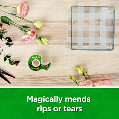 Scotch Magic Tape, 1 Roll, Great for Gift Wrapping, Numerous Applications, Invisible, Engineered for Repairing, 1/2 x 450 Inches, Dispensered (104) (Pack of 2) - Image 3