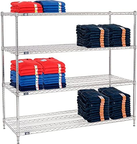 Nexel Adjustable Wire Shelving Unit, 4 Tier, Commercial Dry Storage Rack, 24" x 72" x 54", Chrome - Image 7