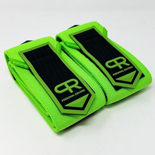 PR Personal Record Elbow Wraps for Weightlifting - Heavy Duty Construction, 25% More Elasticity, Reinforced Stitching, Extra Wide Fastener, Easy to Adjust, (Neon) - Image 2