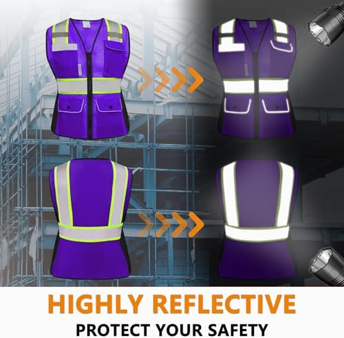 HYCOPROT Safety Vest for Women Mesh Reflective Lady High Visibility Construction Work Vest Meets ANSI/ISEA Standards - Image 4