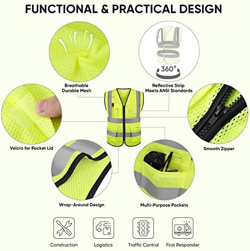 TICONN High Visibility Reflective Safety Vest for Men & Women, ANSI Class 2 - Image 2