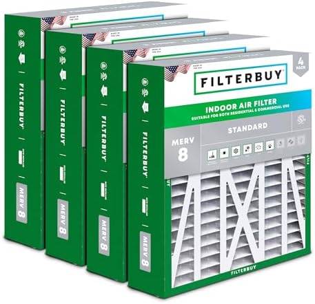 Filterbuy 17.5x21x5 Air Filter MERV 8 Dust & Allergy Defense (4-Pack) by Filterbuy