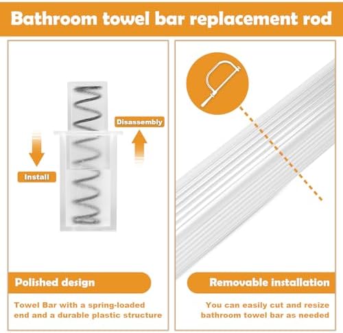 2 Pack 24 Inch Clear Bathroom Towel Bar Replacement Rod for Ceramic Holder - Image 3