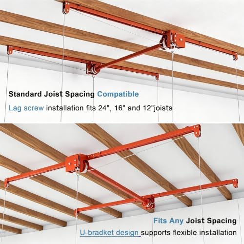 Orange 4x8 FT Overhead Garage Storage Rack for High Ceilings 10-12 FT - Image 2
