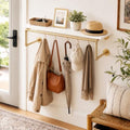 36 Inch Industrial Pipe Clothing Rack with Shelves, Gold Wall Clothes Racks by BAOGELIYA
