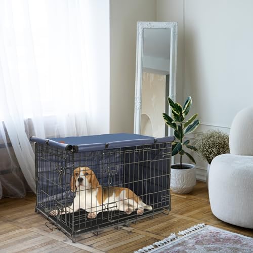 Seiyierr Dog Crate Cover - Kennel Covers Fit for 24 Inch Dog Crate, Double Door Polyester for Wire Puppy Crate Indoor Outdoor Protection, Blue - Image 6