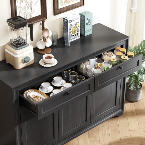 ONBRILL 48 Inches Sideboard Buffet Cabinet with Storage, Black - Image 6